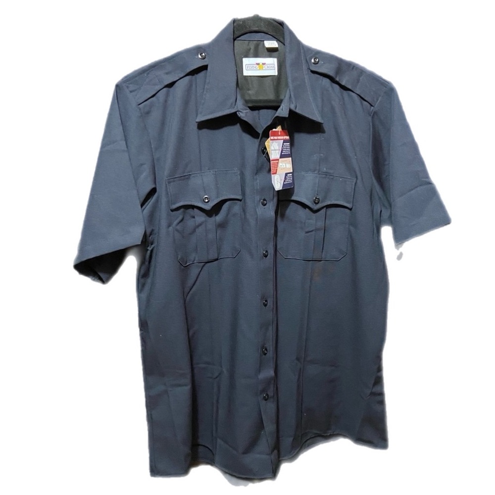 Flying Cross Class A Short Sleeve Shirt Large PowerFlex Uniform Police Navy Blue